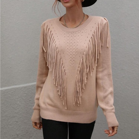 Cozy fringe detail sweater top - Picture 15 of 16